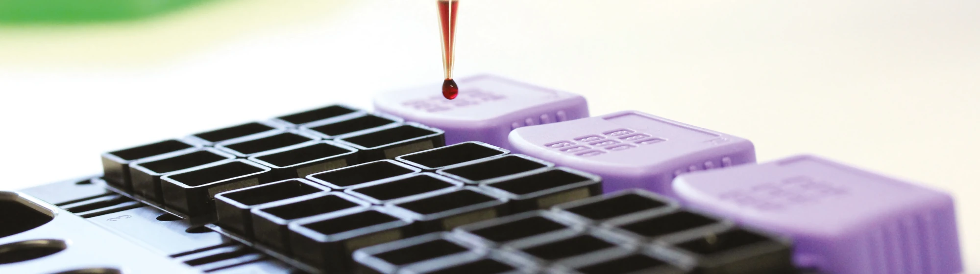 Biochip wells with drop of blood
